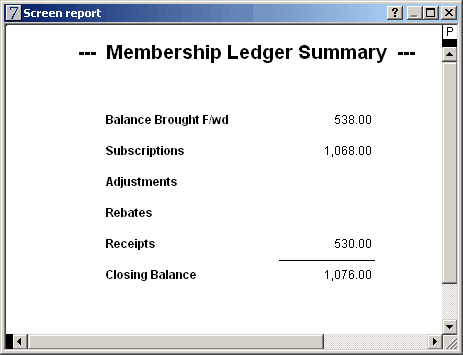 membership summary report